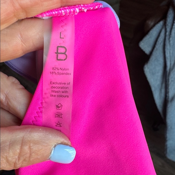 B. Swim Hot Pink Two-Piece Bikini Set with White Trim - Picture 2 of 3